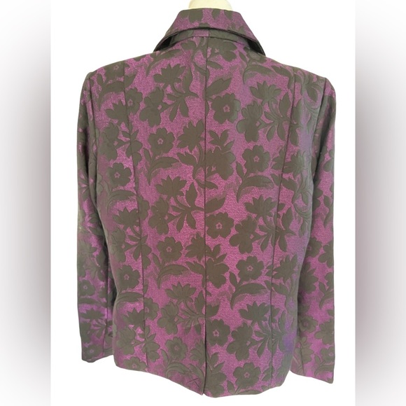 Clearance: Studio 1940 BLAZER Purple With Textured Black Flowers Large - Picture 3 of 8